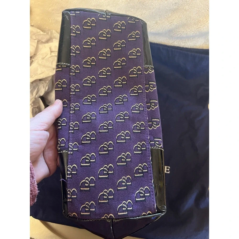 Dooney And Bourke Nikki Purple And Gold Purse With Dust Bag Collegiate
